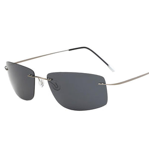 Titanium Polarized sunglasses Square rimless Polaroid