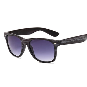 Vintage Small Square Sunglasses Black Imitation Wood Frame