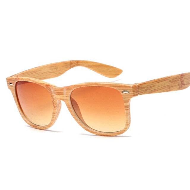 Vintage Small Square Sunglasses Black Imitation Wood Frame