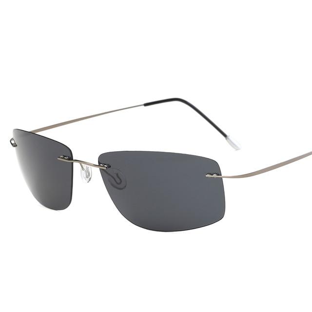 Titanium Polarized sunglasses Square rimless Polaroid