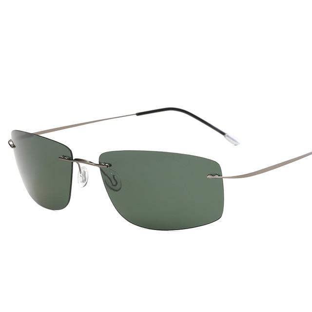 Titanium Polarized sunglasses Square rimless Polaroid