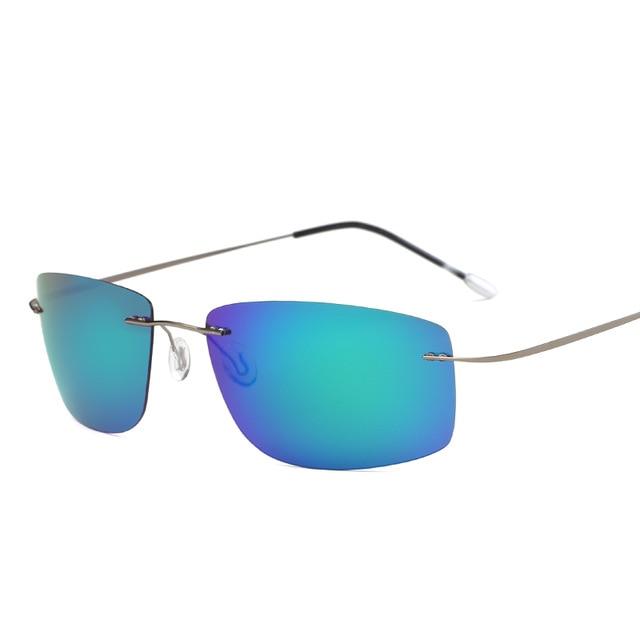 Titanium Polarized sunglasses Square rimless Polaroid