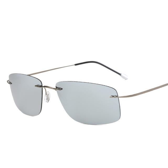 Titanium Polarized sunglasses Square rimless Polaroid