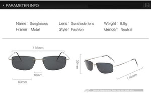 Titanium Polarized sunglasses Square rimless Polaroid