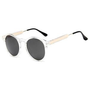 Retro Round Sunglasses Men Brand Design Transparent