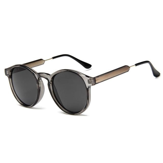 Retro Round Sunglasses Men Brand Design Transparent