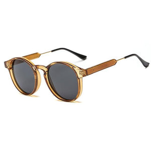 Retro Round Sunglasses Men Brand Design Transparent