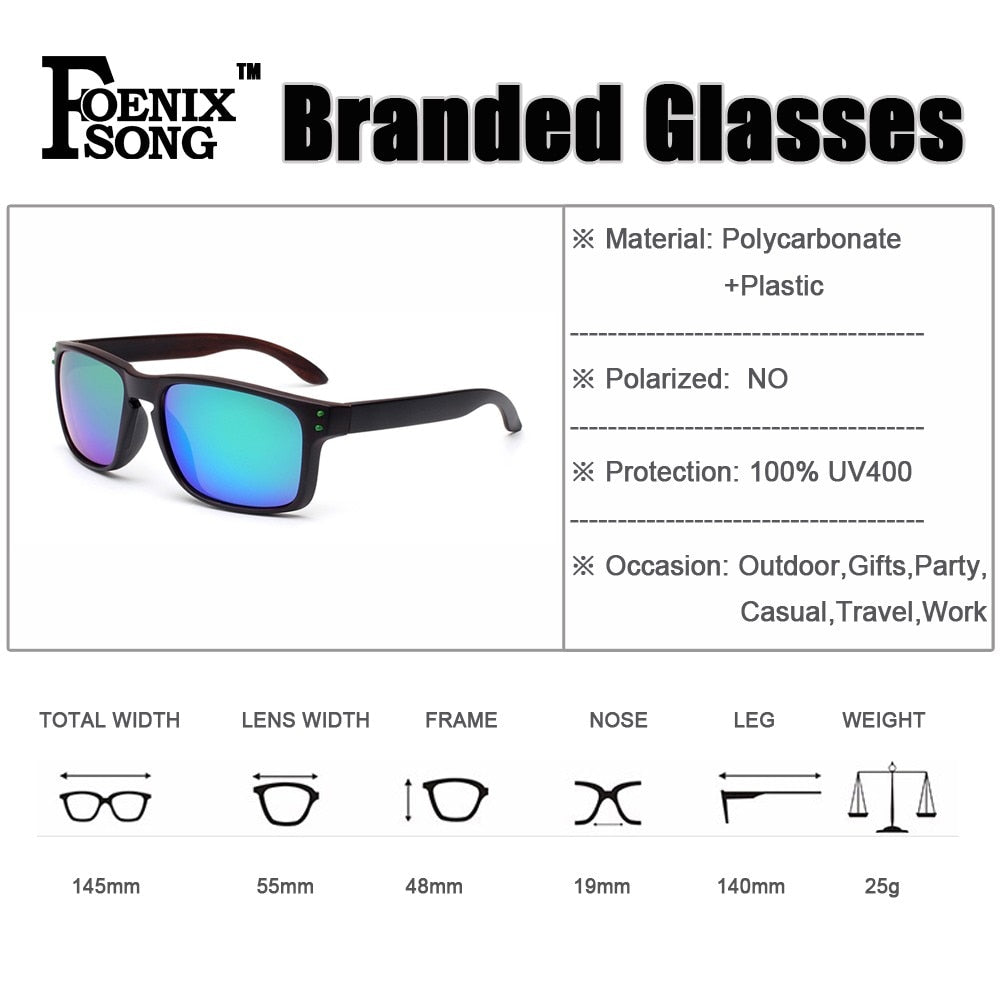 Wood Grain Male Sunglasses UV400 Driving Sun Glasses