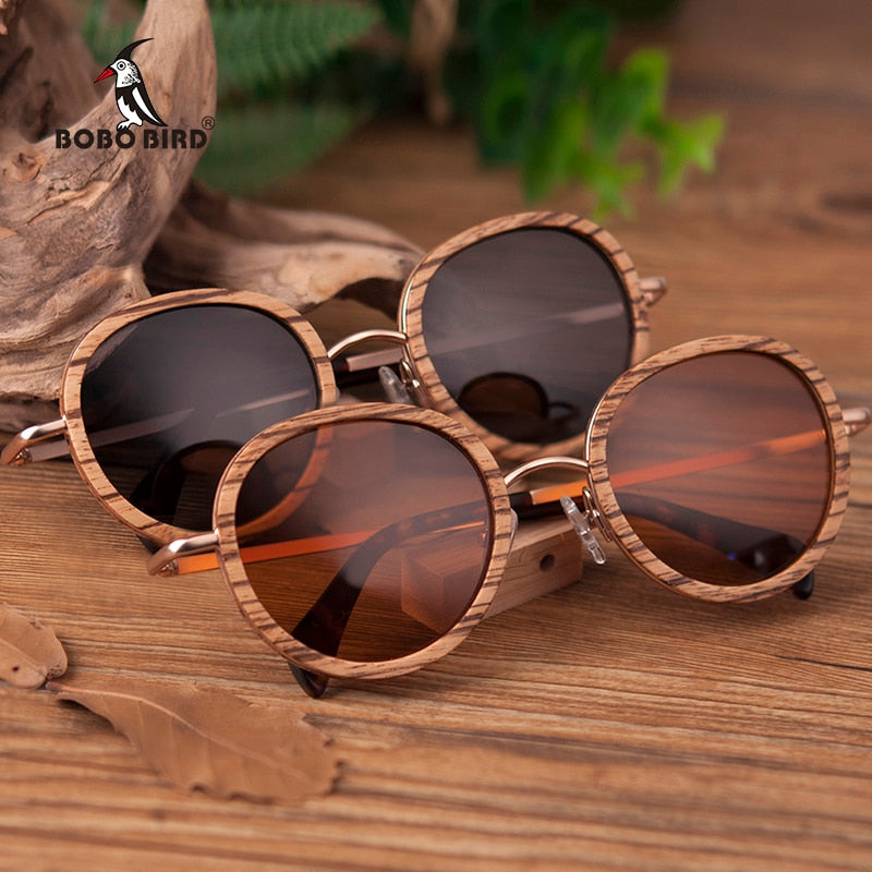BOBO BIRD Wholesale Zebra Wooden Bamboo Polaroid Sunglasses