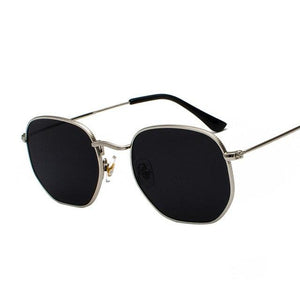 Vintage Gold Sunglasses Men Square Metal Frame