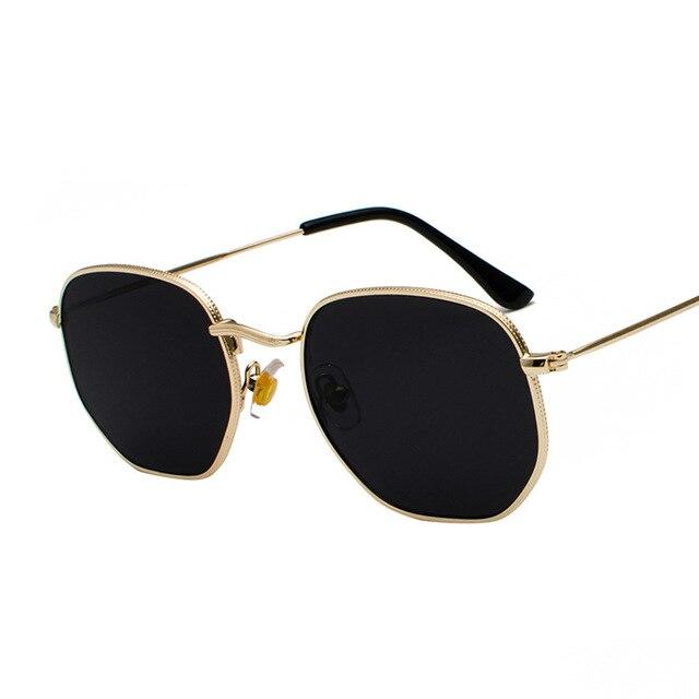 Vintage Gold Sunglasses Men Square Metal Frame