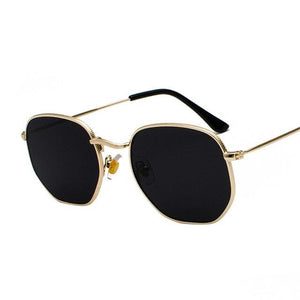 Vintage Gold Sunglasses Men Square Metal Frame