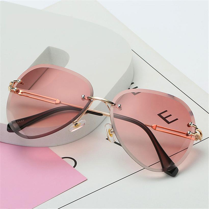 Rimless Sunglasses Women Metal Farme UV400