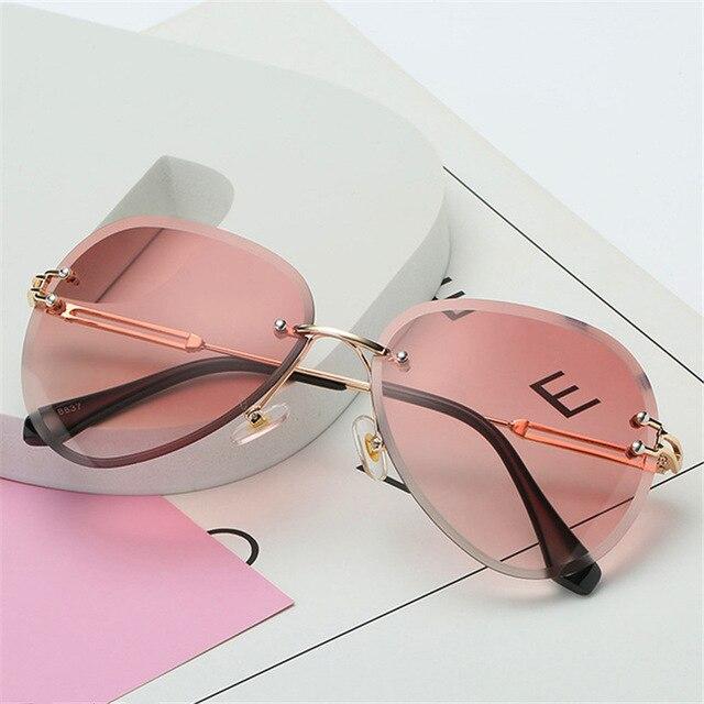 Rimless Sunglasses Women Metal Farme UV400