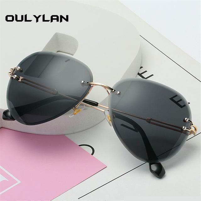 Rimless Sunglasses Women Metal Farme UV400