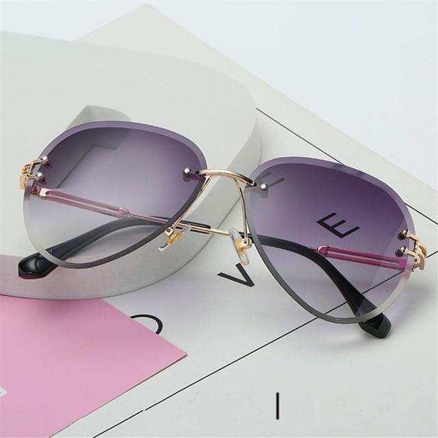 Rimless Sunglasses Women Metal Farme UV400