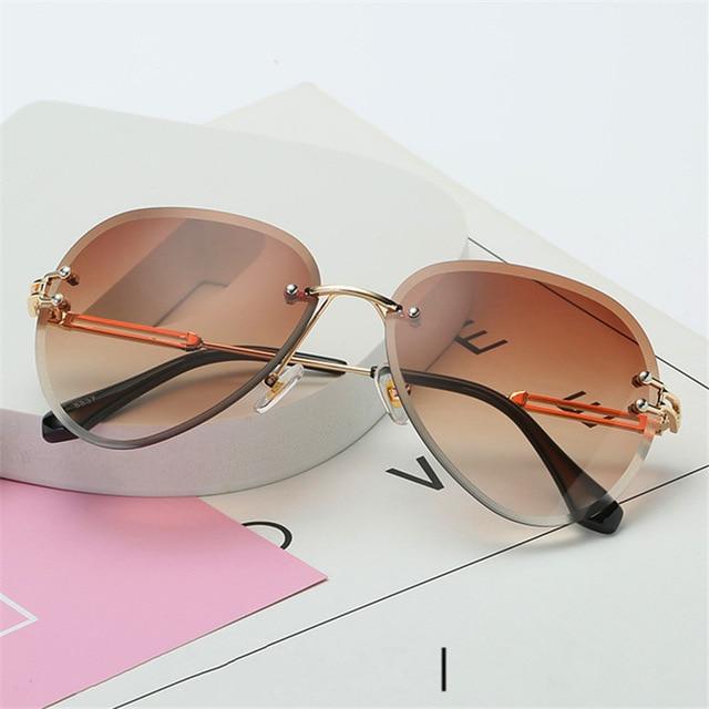 Rimless Sunglasses Women Metal Farme UV400