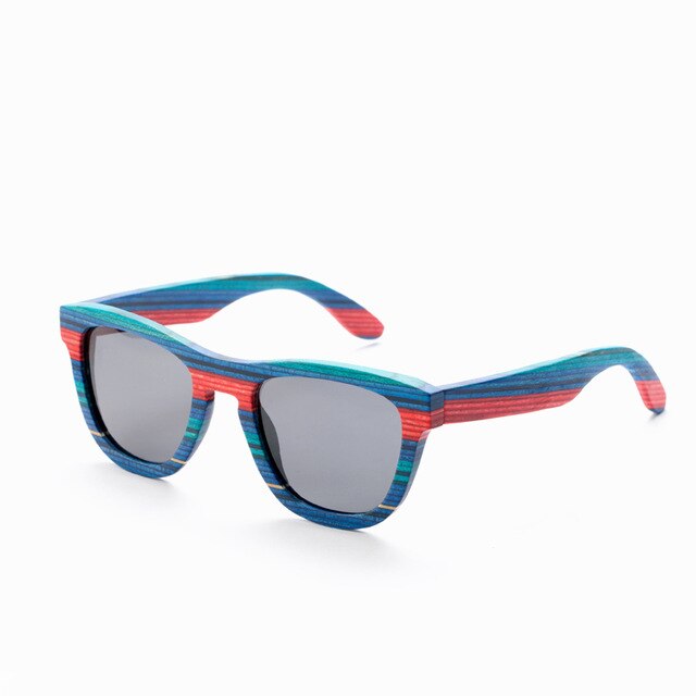 Retro Handmade Blue Colored wooden frame sunglasses